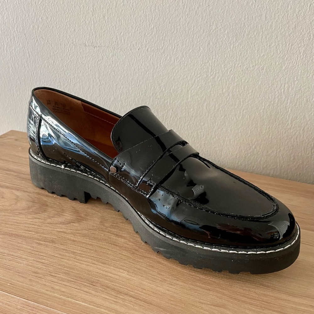 Franco Sarto Cassandra Platform Penny Loafer Size 9 Black